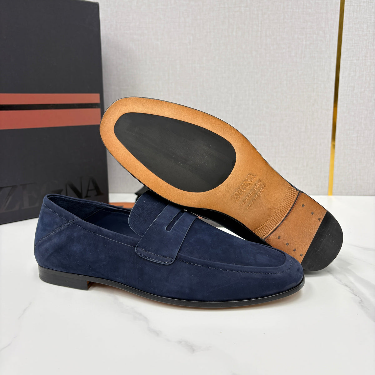 Brown Suede Plain Penny Loafer - Men's
