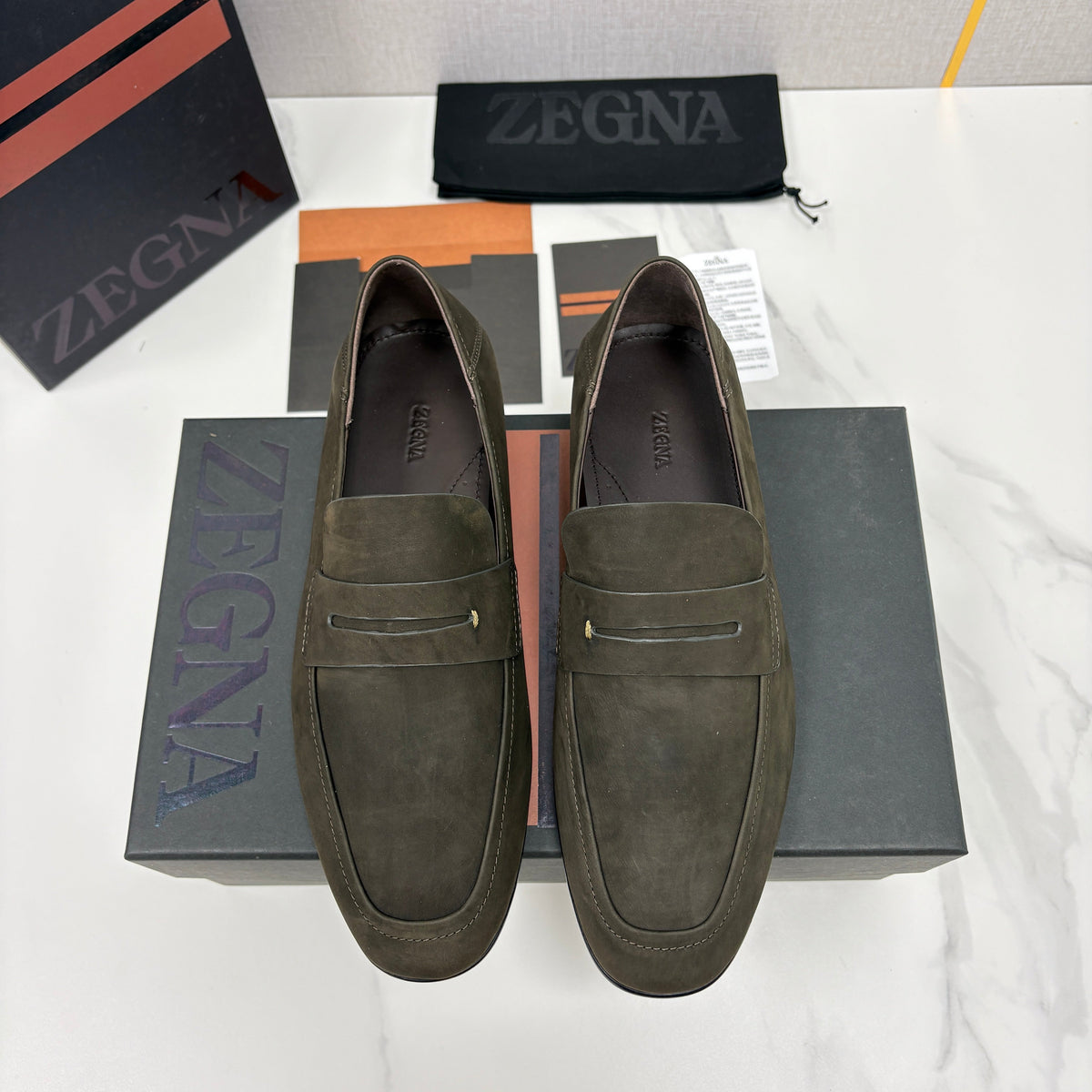 Brown Suede Plain Penny Loafer - Men's