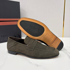 Brown Suede Plain Penny Loafer - Men's
