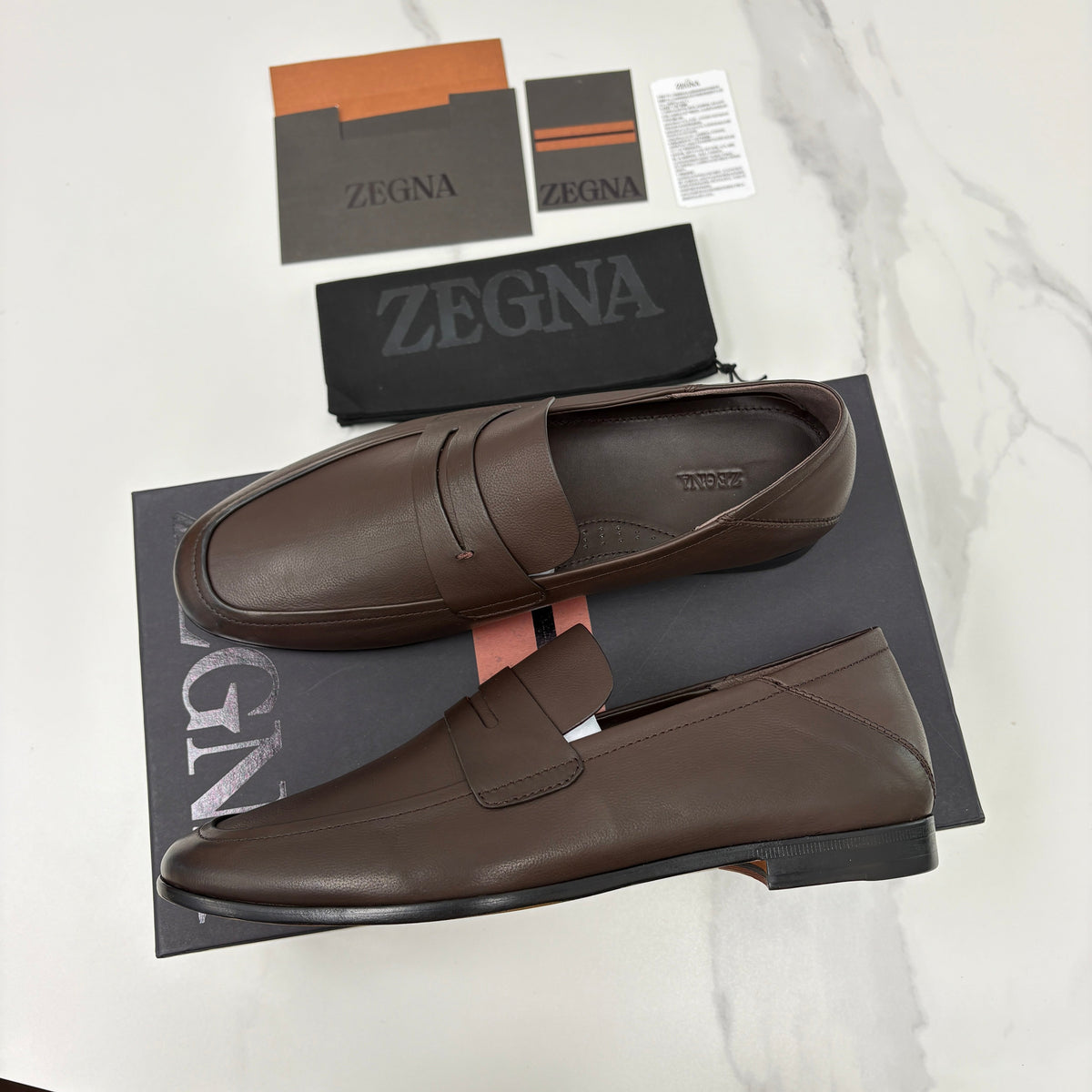 Black Leather Plain Penny Loafer - Men's