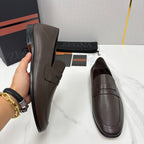 Black Leather Plain Penny Loafer - Men's