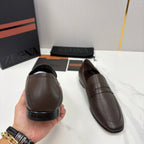 Black Leather Plain Penny Loafer - Men's