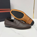 Black Leather Plain Penny Loafer - Men's