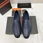 Black Leather Plain Penny Loafer - Men's