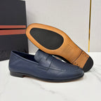 Black Leather Plain Penny Loafer - Men's
