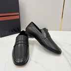 Black Leather Plain Penny Loafer - Men's