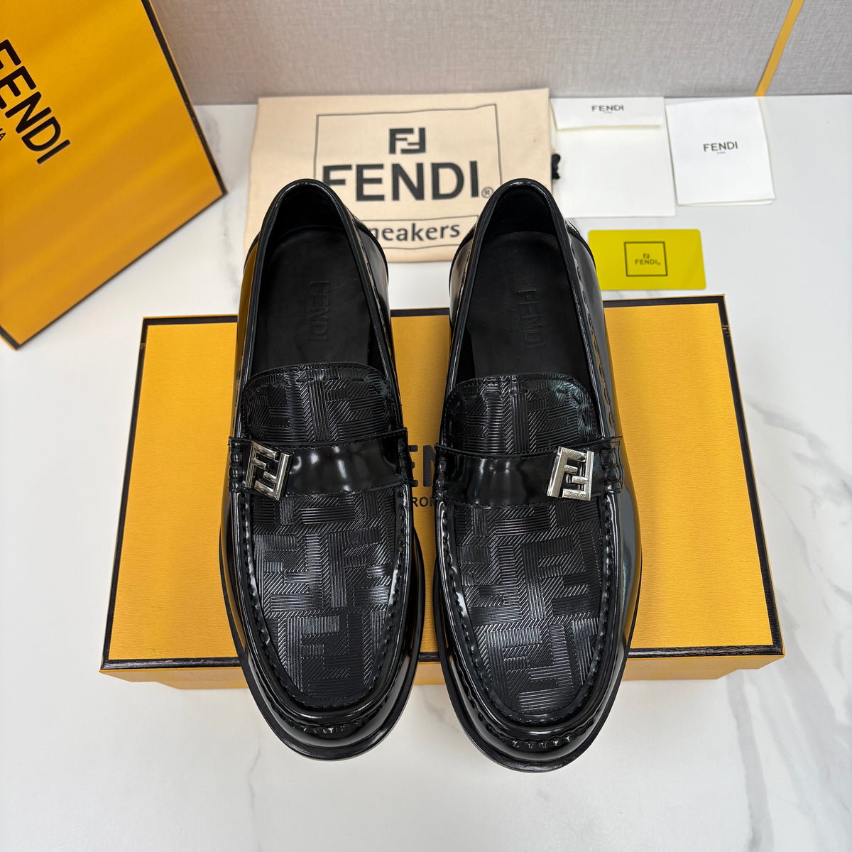 Black Leather Monogram Loafer - Men's
