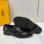 Black Leather Monogram Loafer - Men's