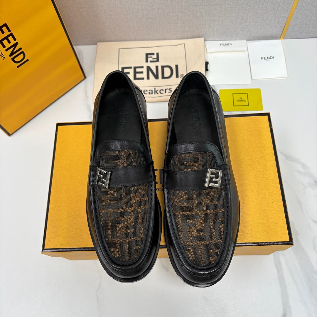 Black Leather Monogram Loafer - Men's