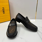 Black Leather Monogram Loafer - Men's