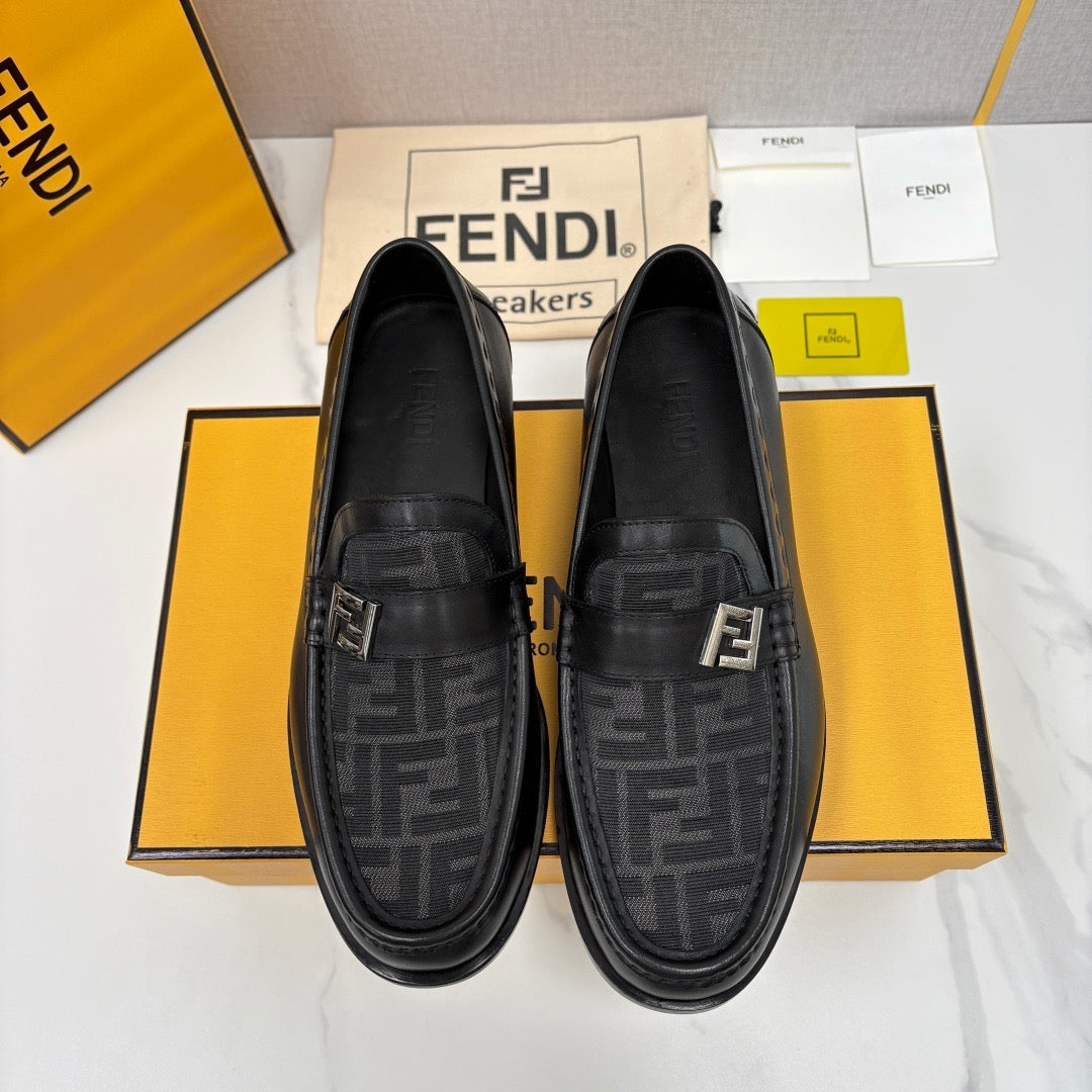 Black Leather Monogram Loafer - Men's