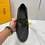 Black Leather Monogram Loafer - Men's