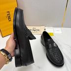 Black Leather Monogram Loafer - Men's
