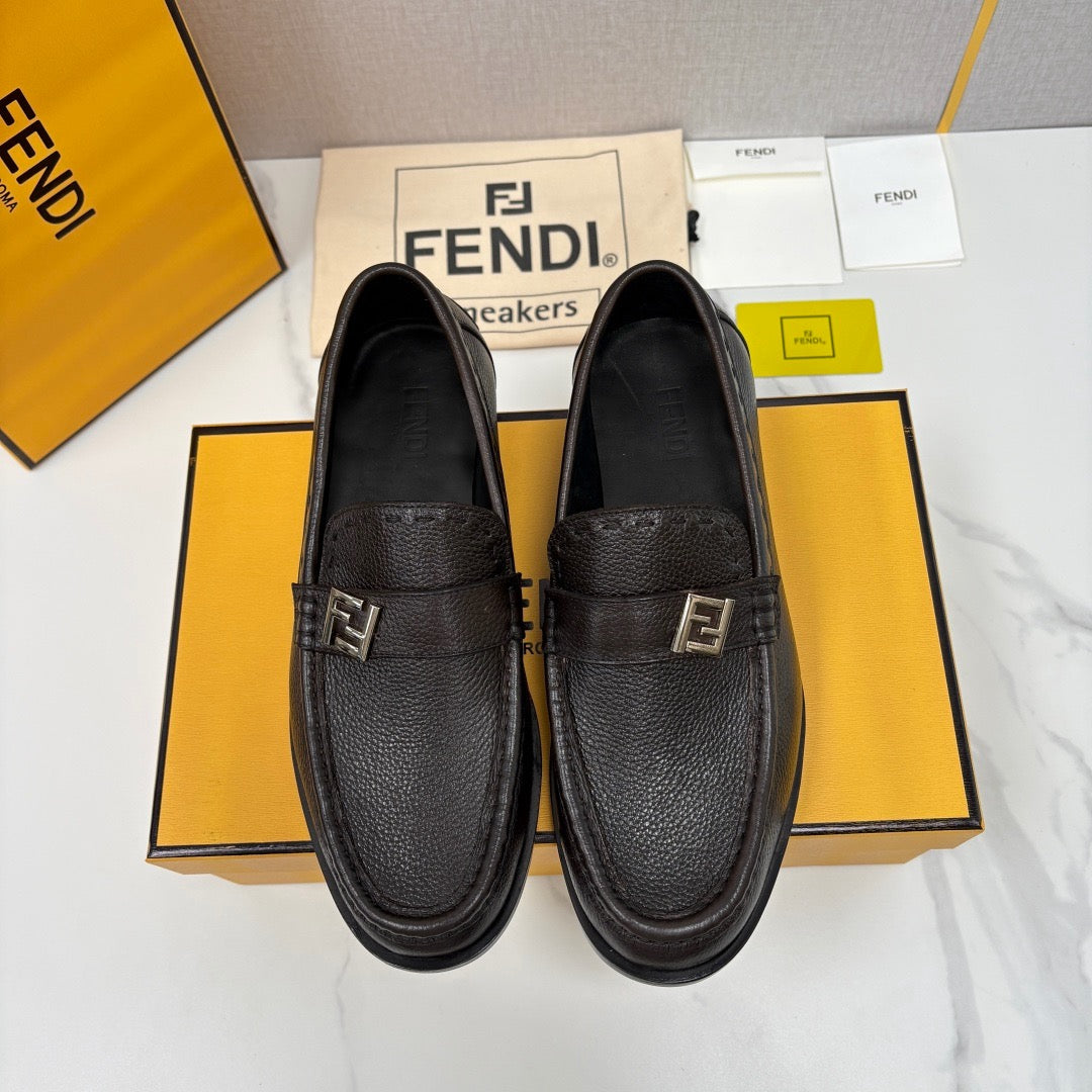 Brown Leather Logo Bit Loafer - Men's