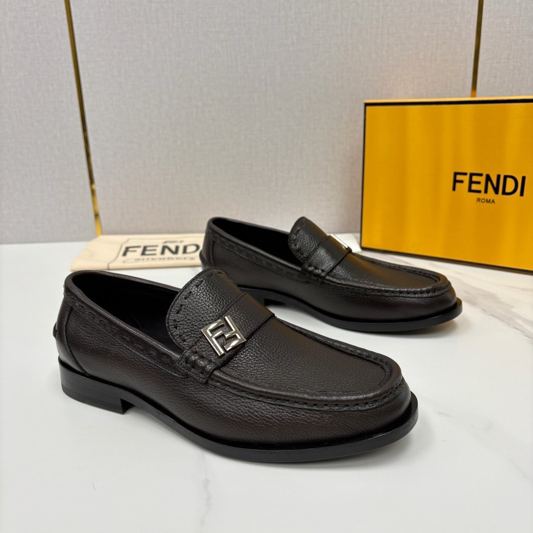 Brown Leather Logo Bit Loafer - Men's