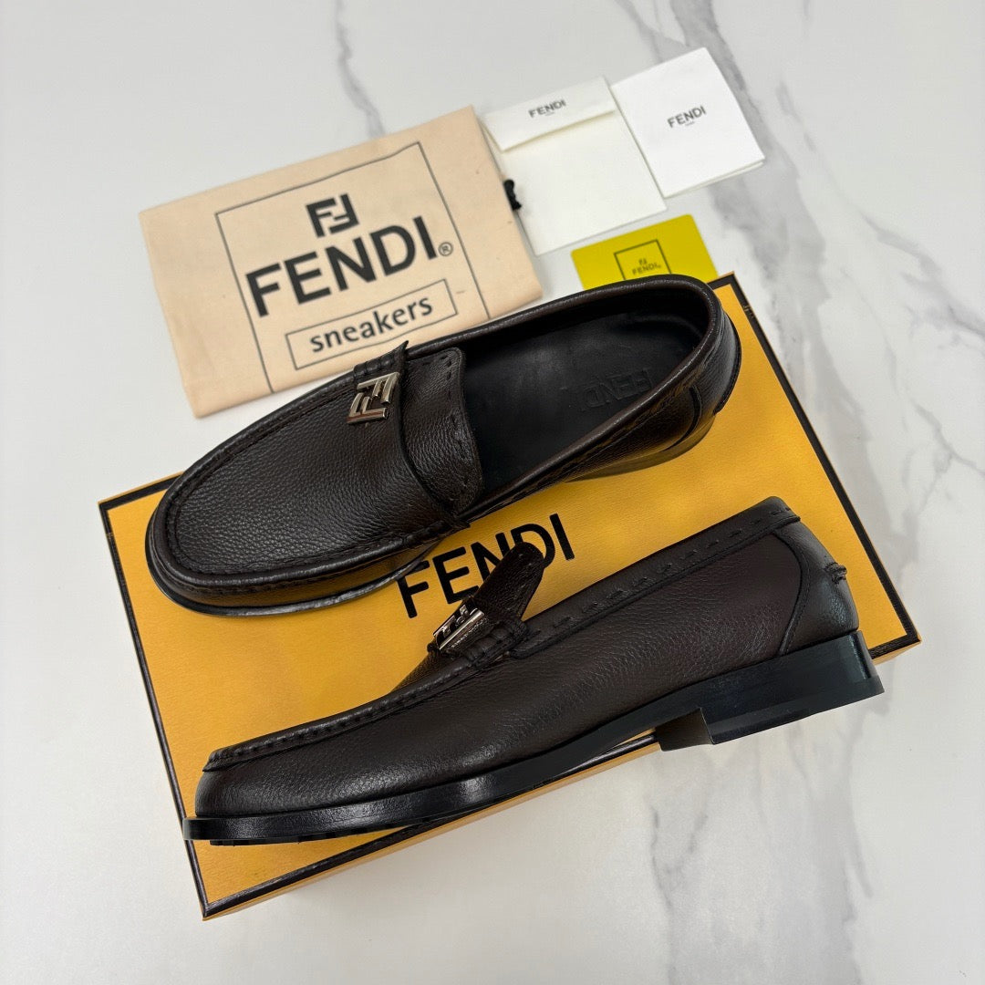 Brown Leather Logo Bit Loafer - Men's
