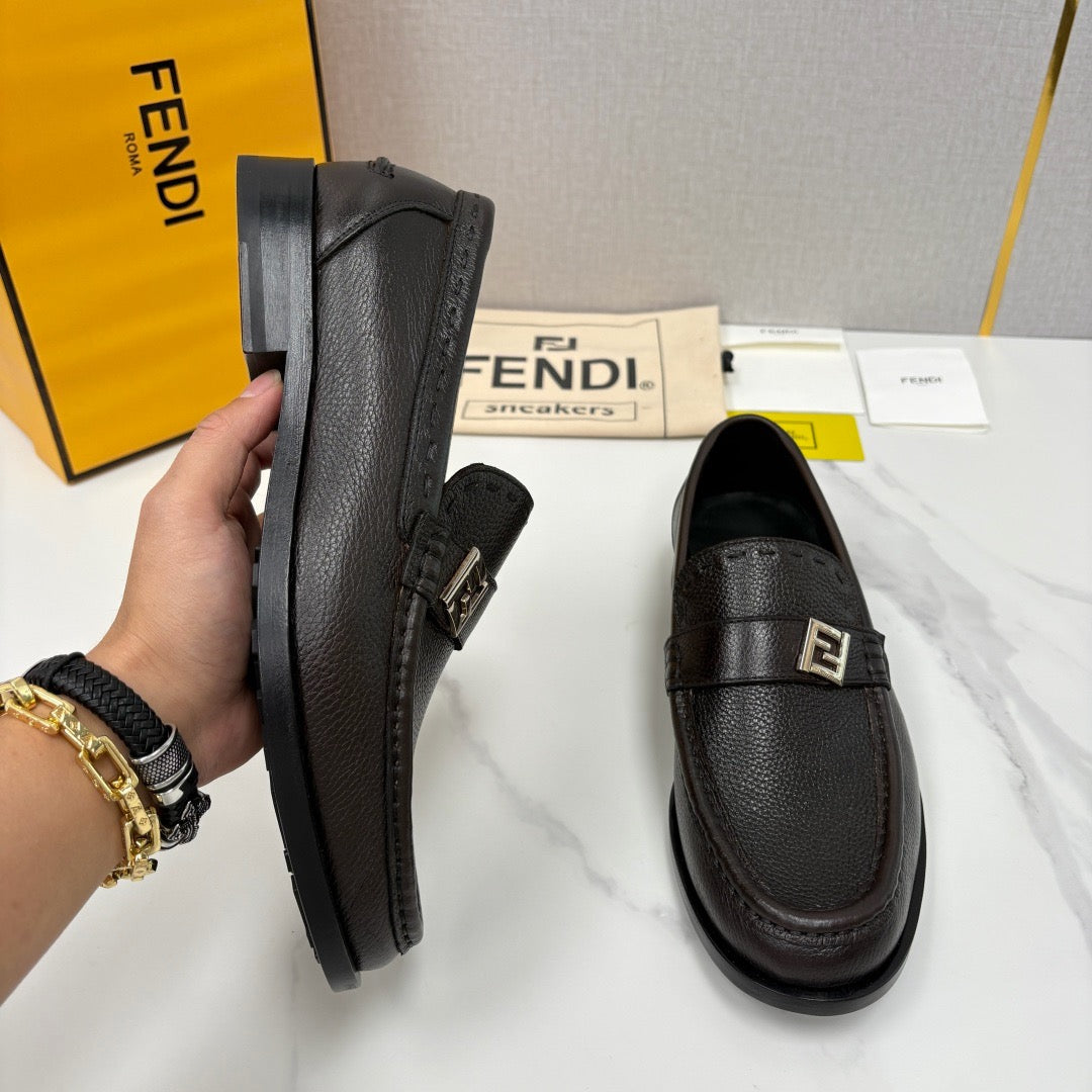 Brown Leather Logo Bit Loafer - Men's