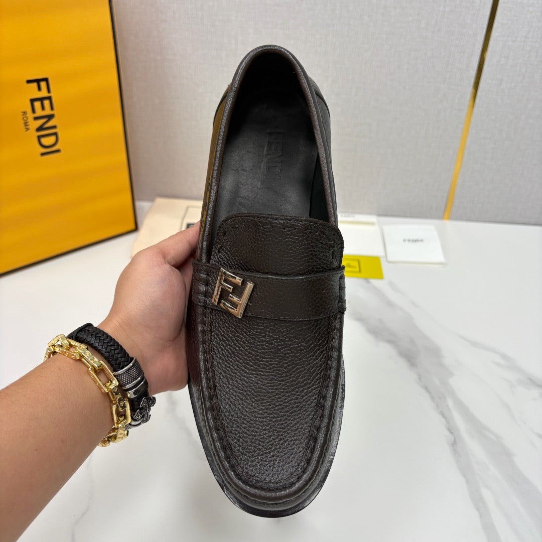 Brown Leather Logo Bit Loafer - Men's