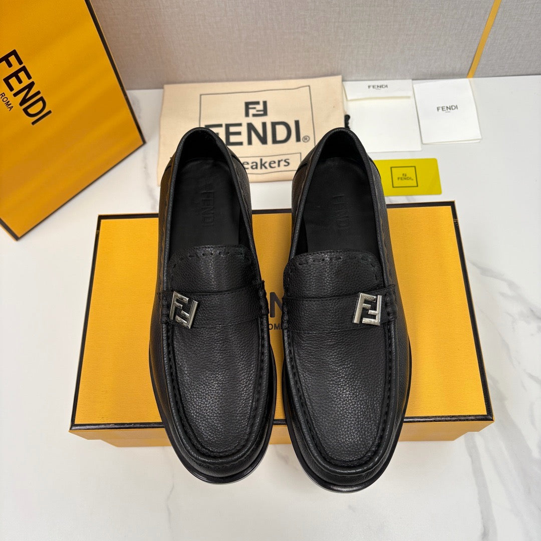 Black Leather Logo Bit Loafer - Men's