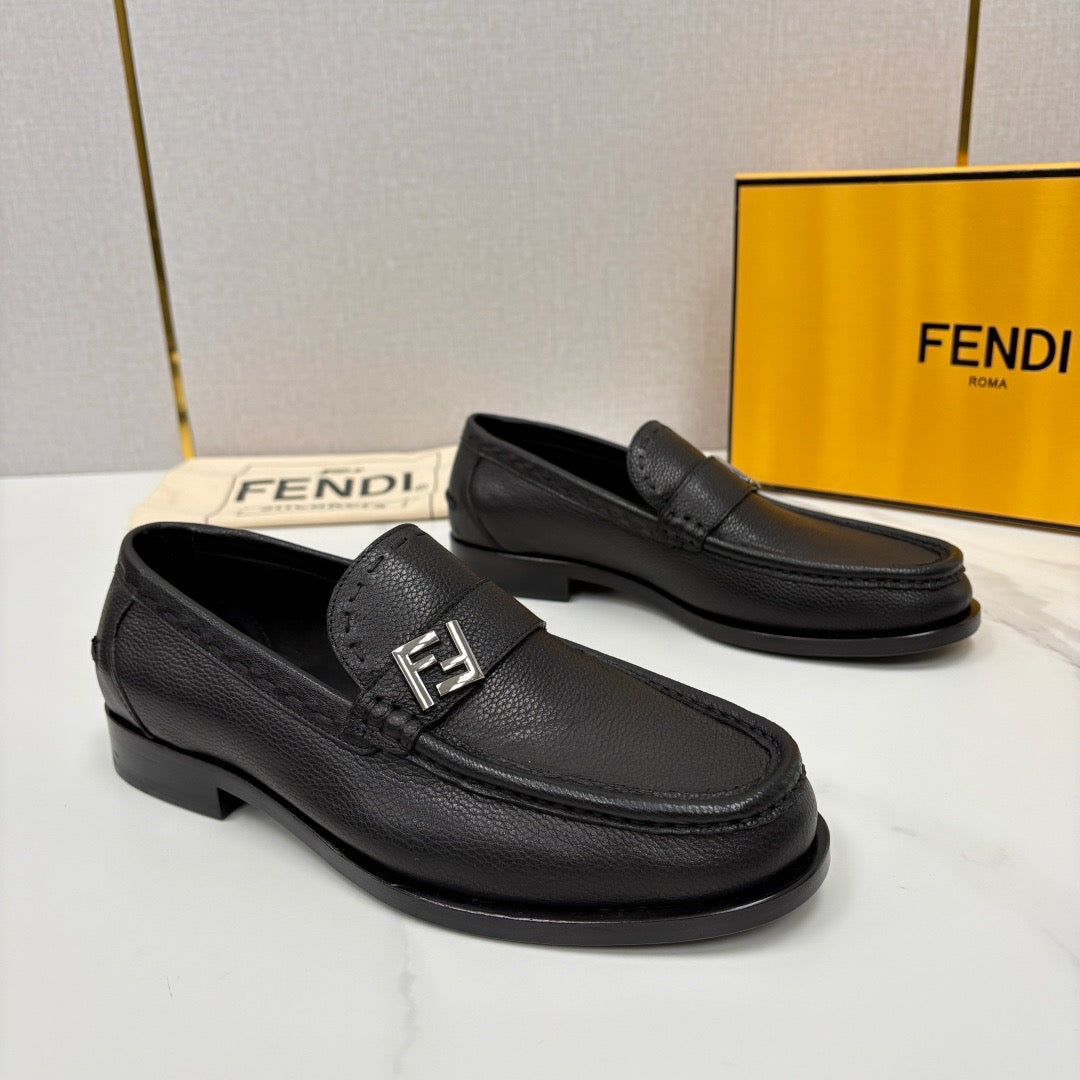 Black Leather Logo Bit Loafer - Men's