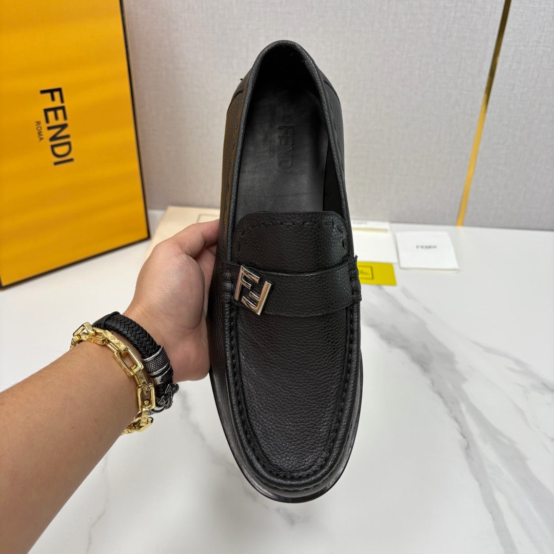 Black Leather Logo Bit Loafer - Men's