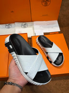 Black Leather Padded Crossover - Men's