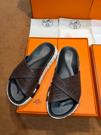 Black Leather Padded Crossover - Men's