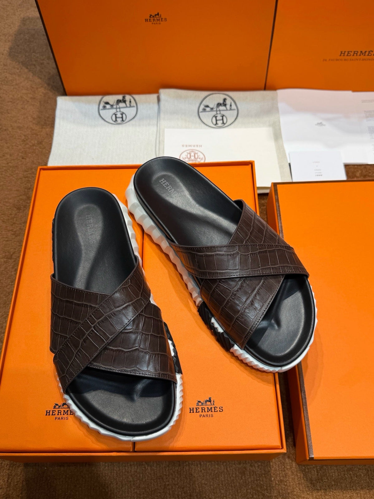 Black Leather Padded Crossover - Men's