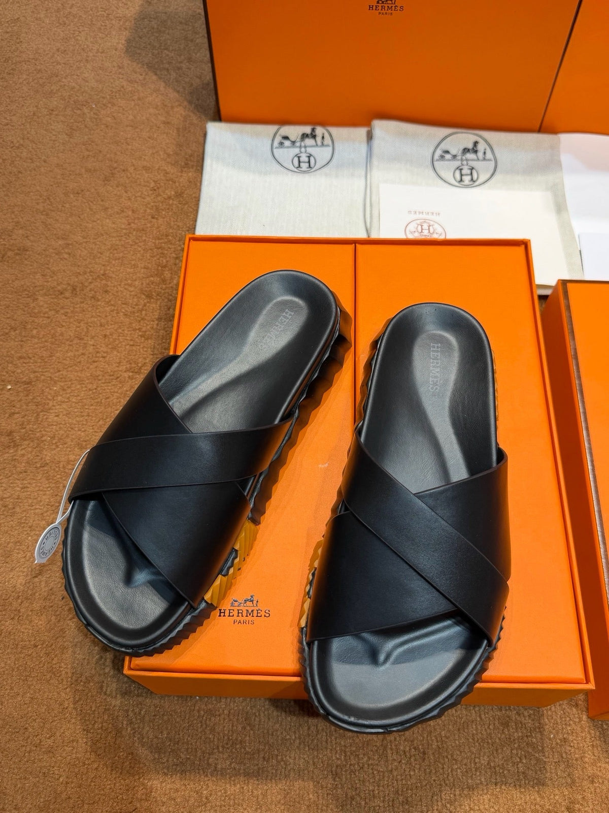 Black Leather Padded Crossover - Men's