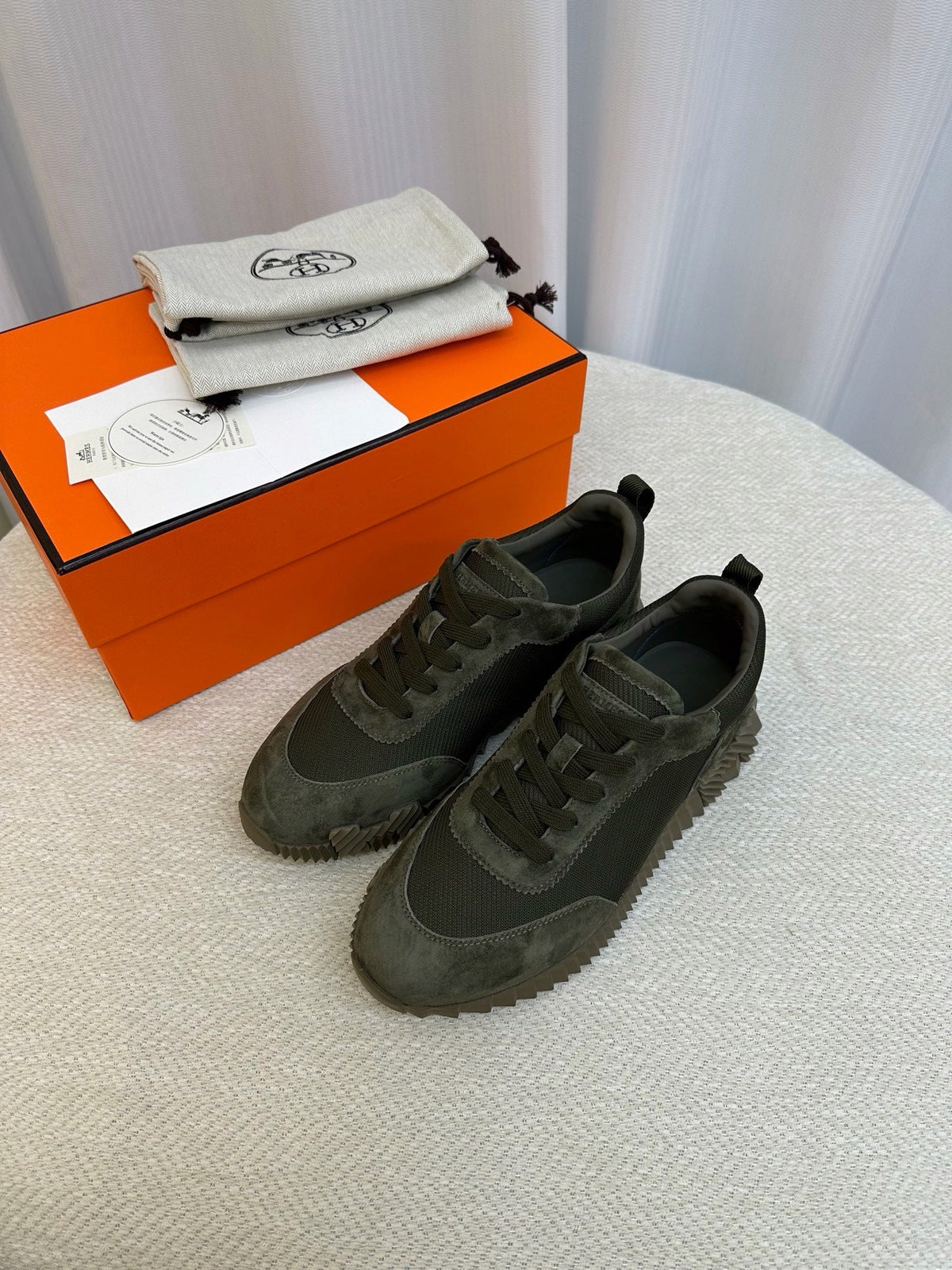 Olive Suede Tonal Runner - Men's