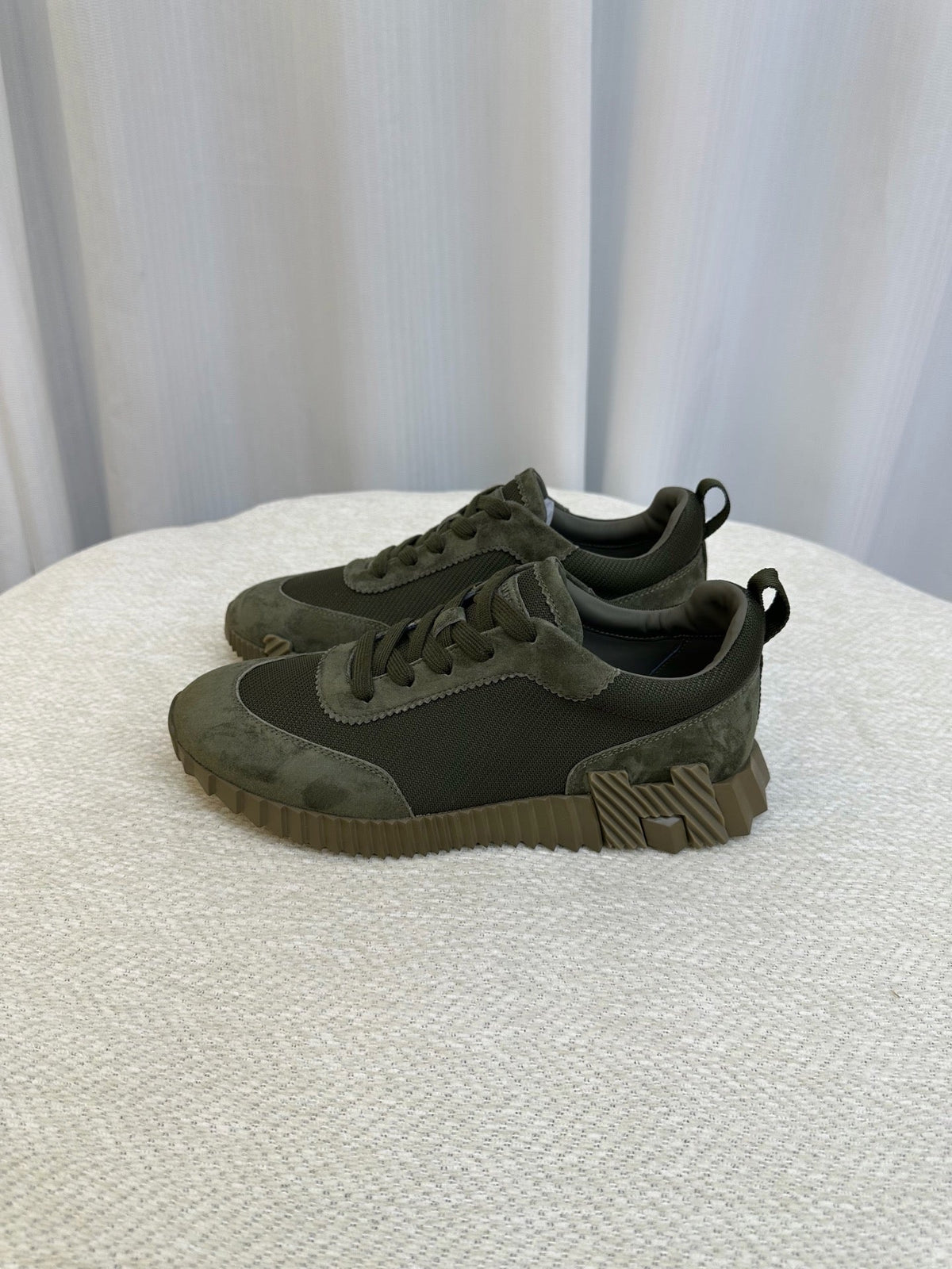 Olive Suede Tonal Runner - Men's