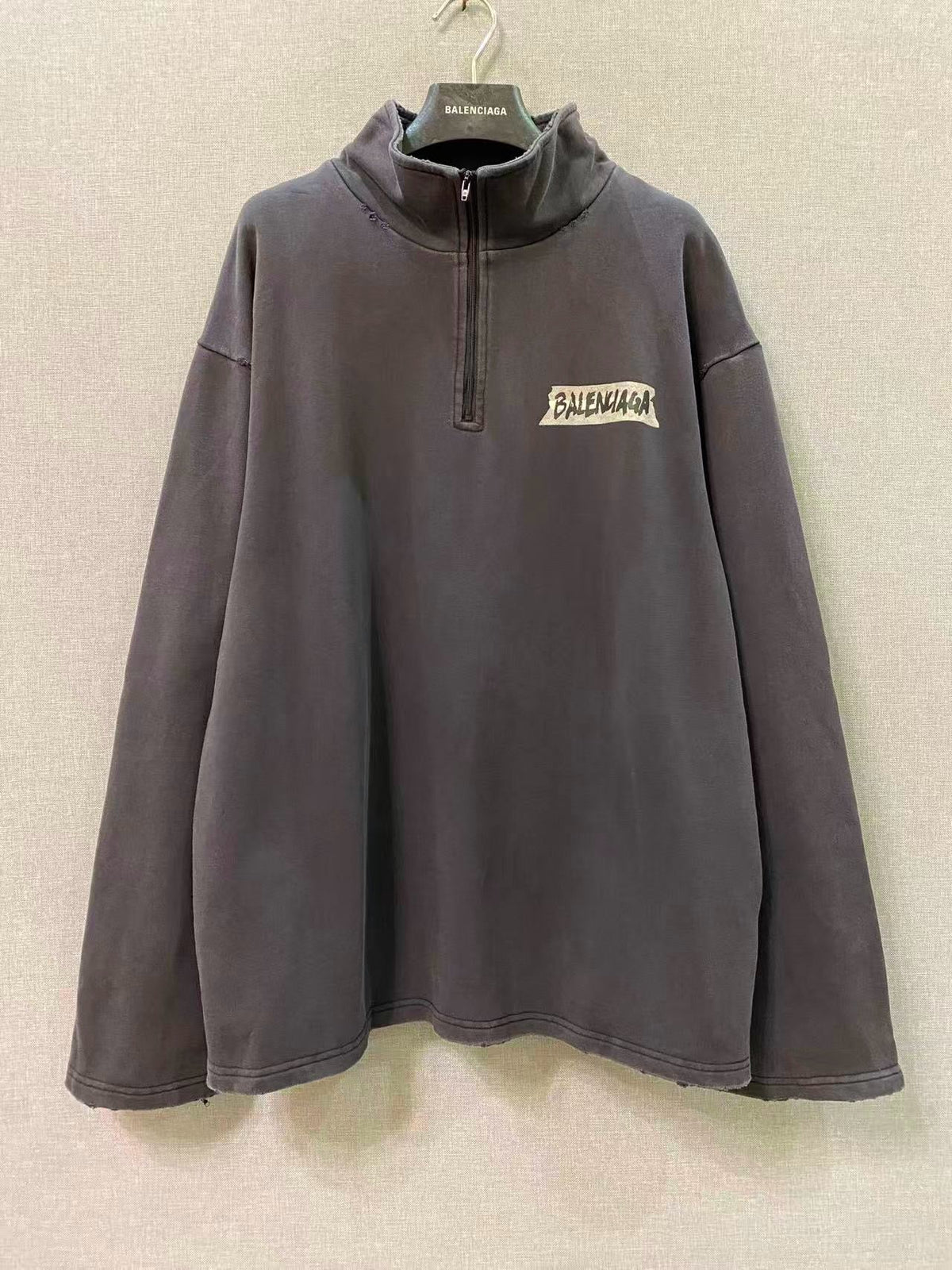 Grey Cotton Logo Half-Zip - Men's