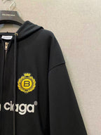 Black Cotton Patch Zip-Through - Men's