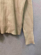 Beige Wool Ribbed Half-Zip - Men's