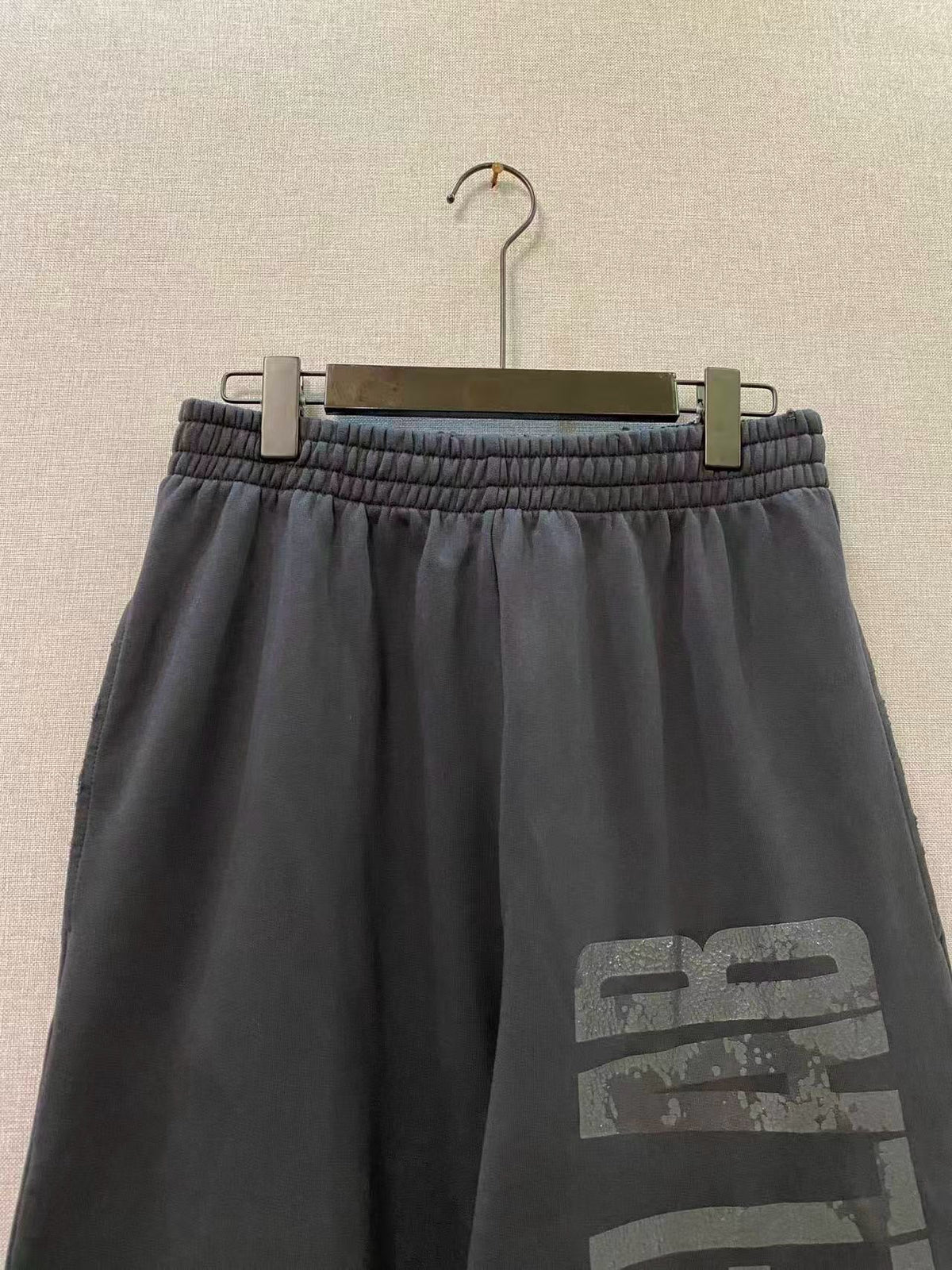 Grey Cotton Text Print Joggers - Men's