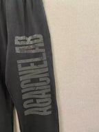 Grey Cotton Text Print Joggers - Men's
