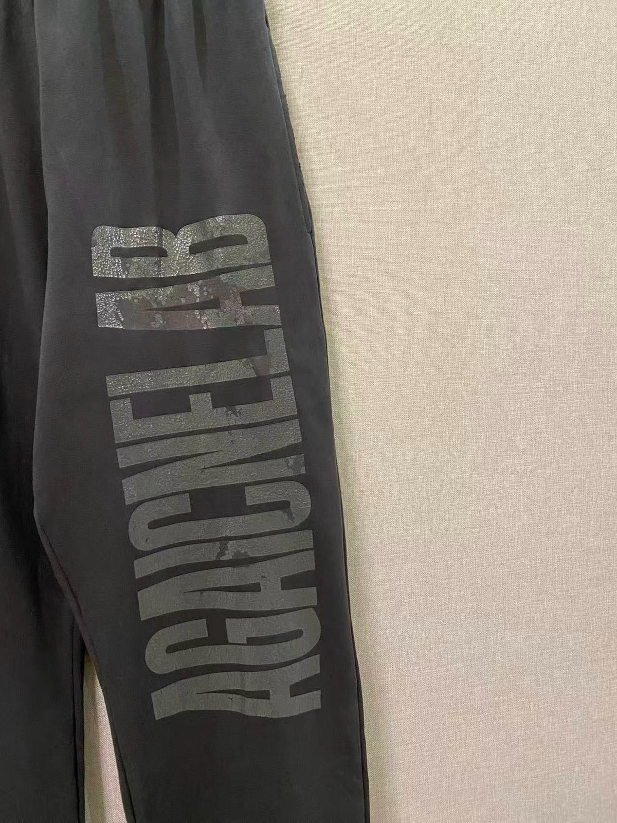 Grey Cotton Text Print Joggers - Men's