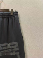 Grey Cotton Text Print Joggers - Men's