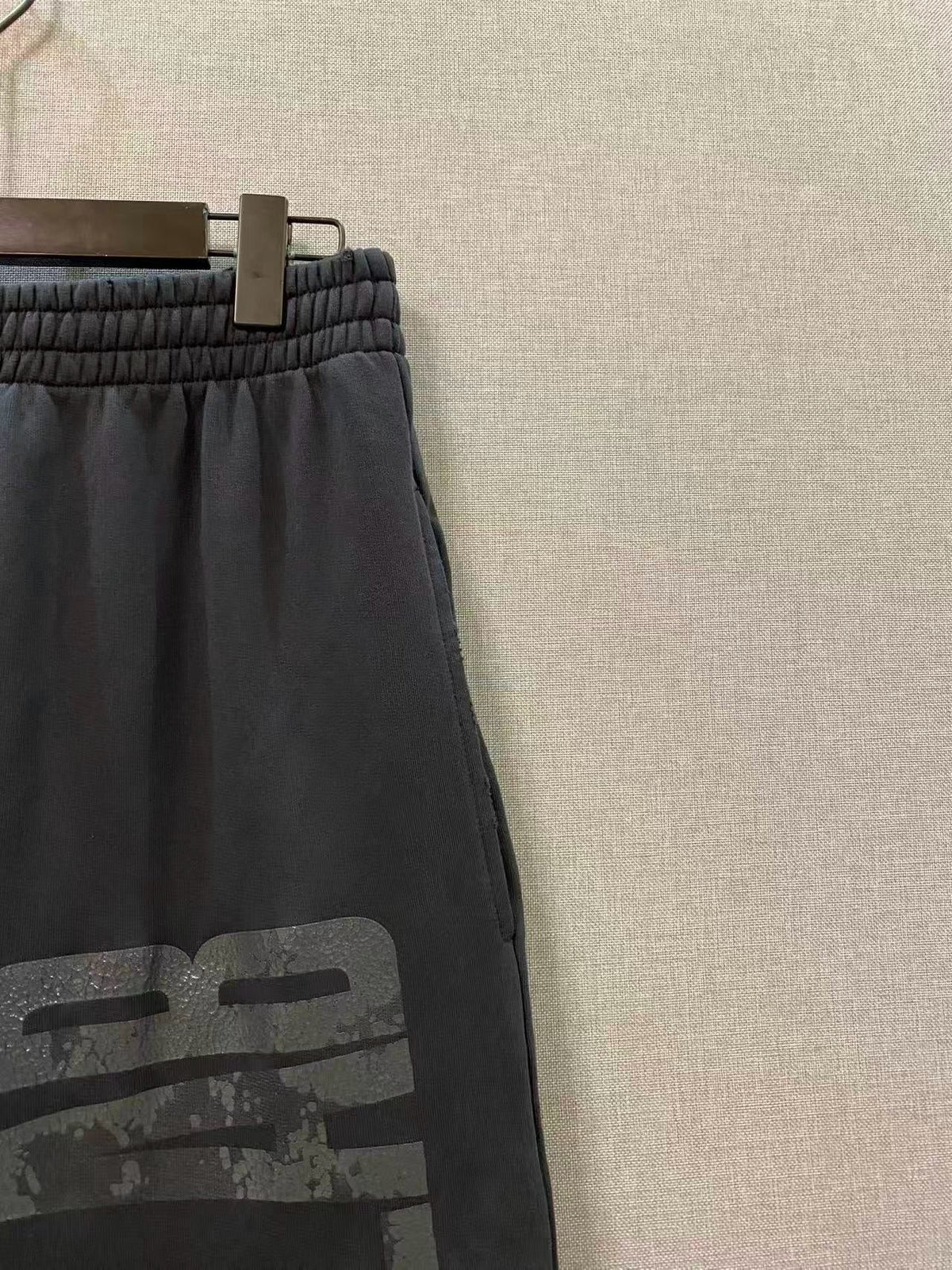 Grey Cotton Text Print Joggers - Men's