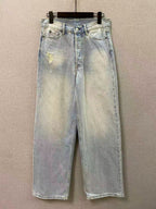 Blue Denim Distressed Wide-Leg - Men's
