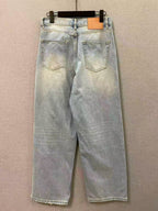 Blue Denim Distressed Wide-Leg - Men's