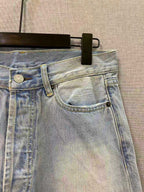 Blue Denim Distressed Wide-Leg - Men's