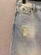 Blue Denim Distressed Wide-Leg - Men's