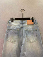 Blue Denim Distressed Wide-Leg - Men's
