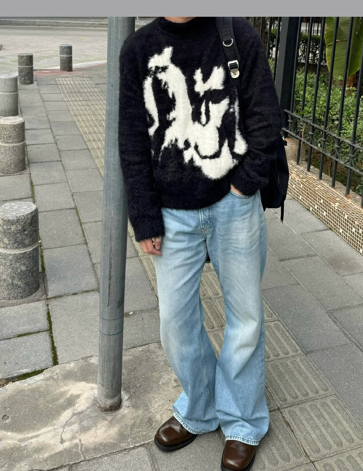 Blue Denim Distressed Wide-Leg - Men's