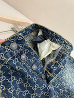Blue Denim Monogram Jacquard Straight - Women's