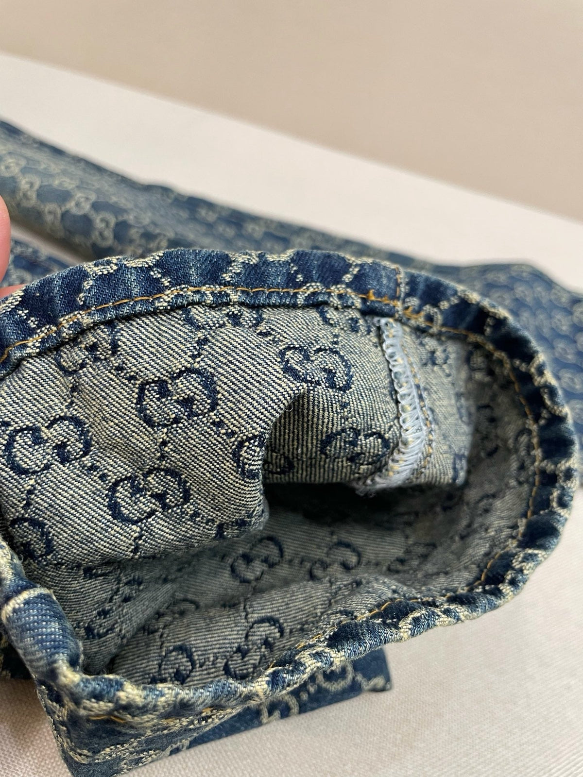 Blue Denim Monogram Jacquard Straight - Women's