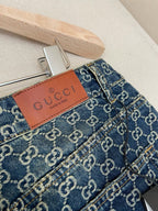 Blue Denim Monogram Jacquard Straight - Women's