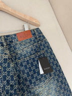 Blue Denim Monogram Jacquard Straight - Women's
