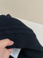 Navy Wool Chest Stripe Crewneck - Men's